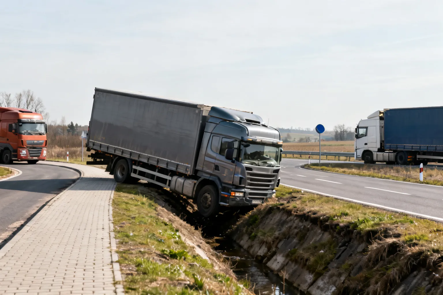 Utrudnienia DK-53 w Cis — ciężarówka w rowie, ruch wahadłowy i objazd dla ciężarówek