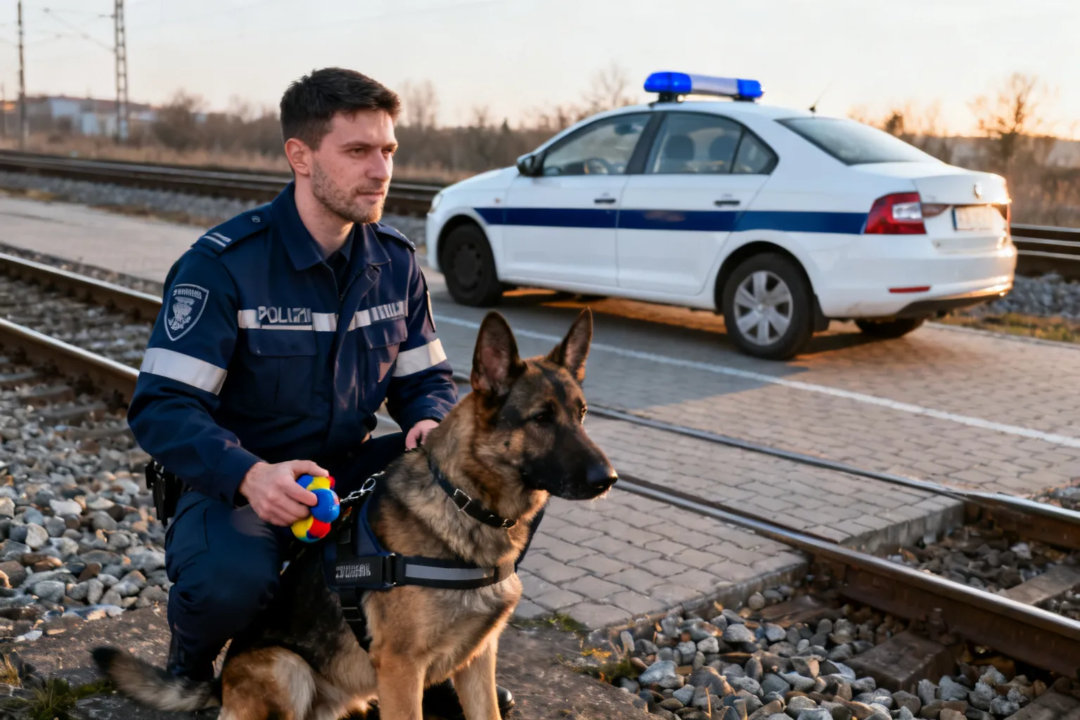 Policyjni przewodnicy ćwiczyli z psami na bocznicy kolejowej w Iławie