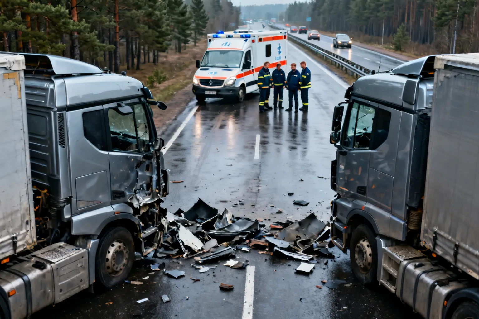 Zderzenie ciężarówek w Szyldaku. Na DK‑S7 zablokowany pas ruchu